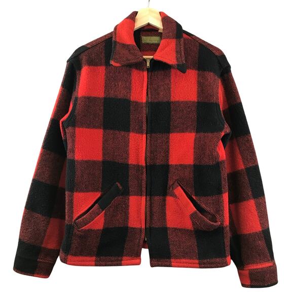 Vintage Wood Field Drybak Heavy Flannel Full Zip Wool Jacket Plaid M